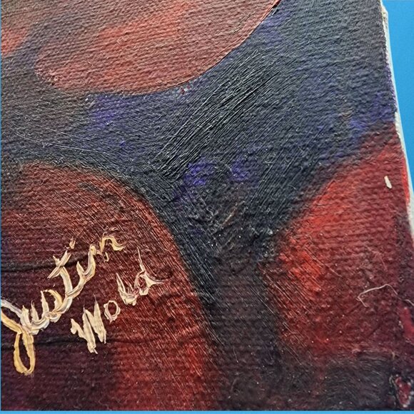 Tattoo Art Skull Painting Justin Wold Signed on Canvas Gothic Decor 11x17" - Picture 10 of 10